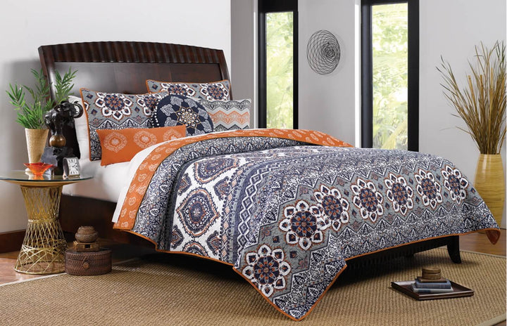 3 Piece Beautiful Burnt Quilt Set Medallion Bohemian