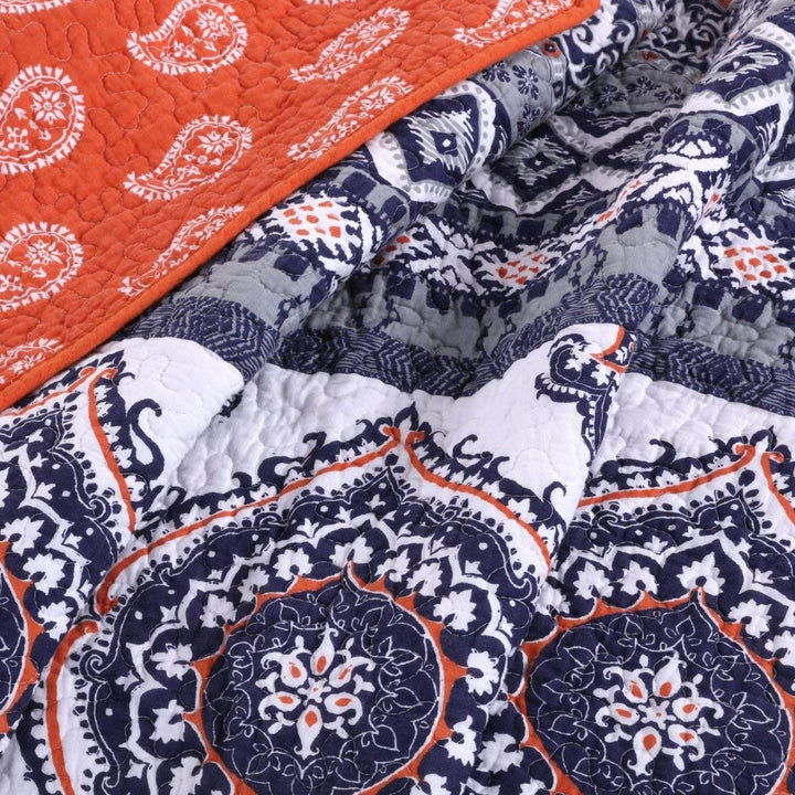 3 Piece Beautiful Burnt Quilt Set Medallion Bohemian