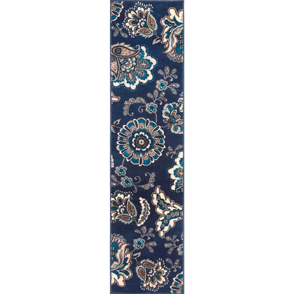 Home Dynamix Tremont Lincoln Bohemian Floral Runner Area Rug Navy Blue/Grey 1'9"x7'2" - Navy Blue