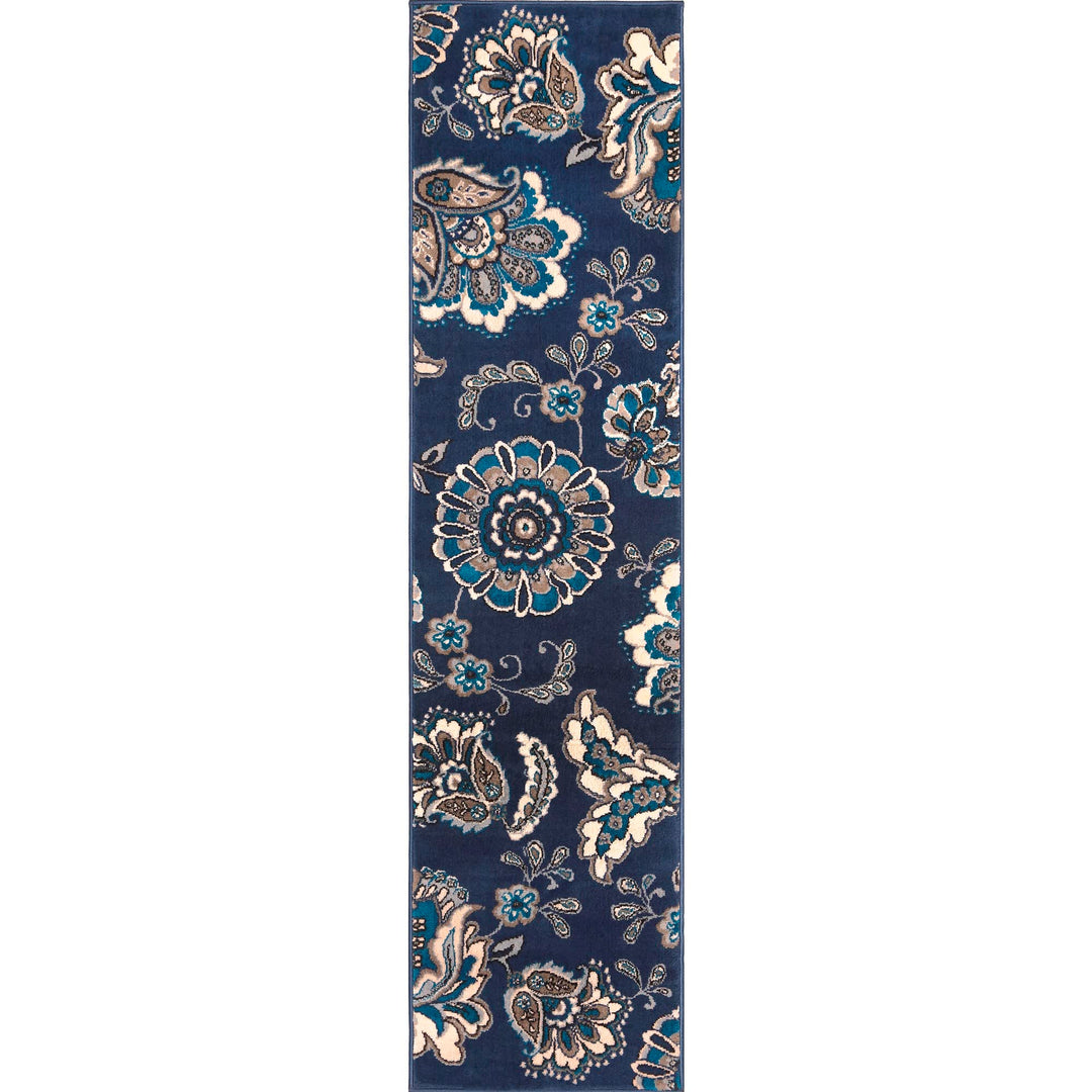 Home Dynamix Tremont Lincoln Bohemian Floral Runner Area Rug Navy Blue/Grey 1'9"x7'2" - Navy Blue