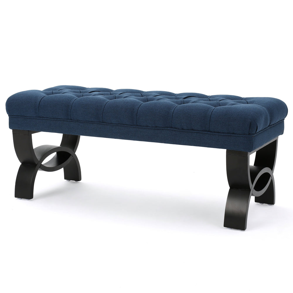 Christopher Knight Home Scarlett Fabric Ottoman Bench Dark Blue 17.25”D x