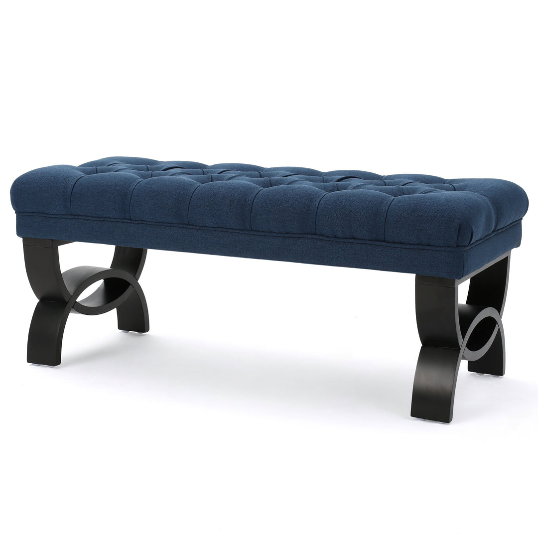 Christopher Knight Home Scarlett Fabric Ottoman Bench Dark Blue 17.25”D x