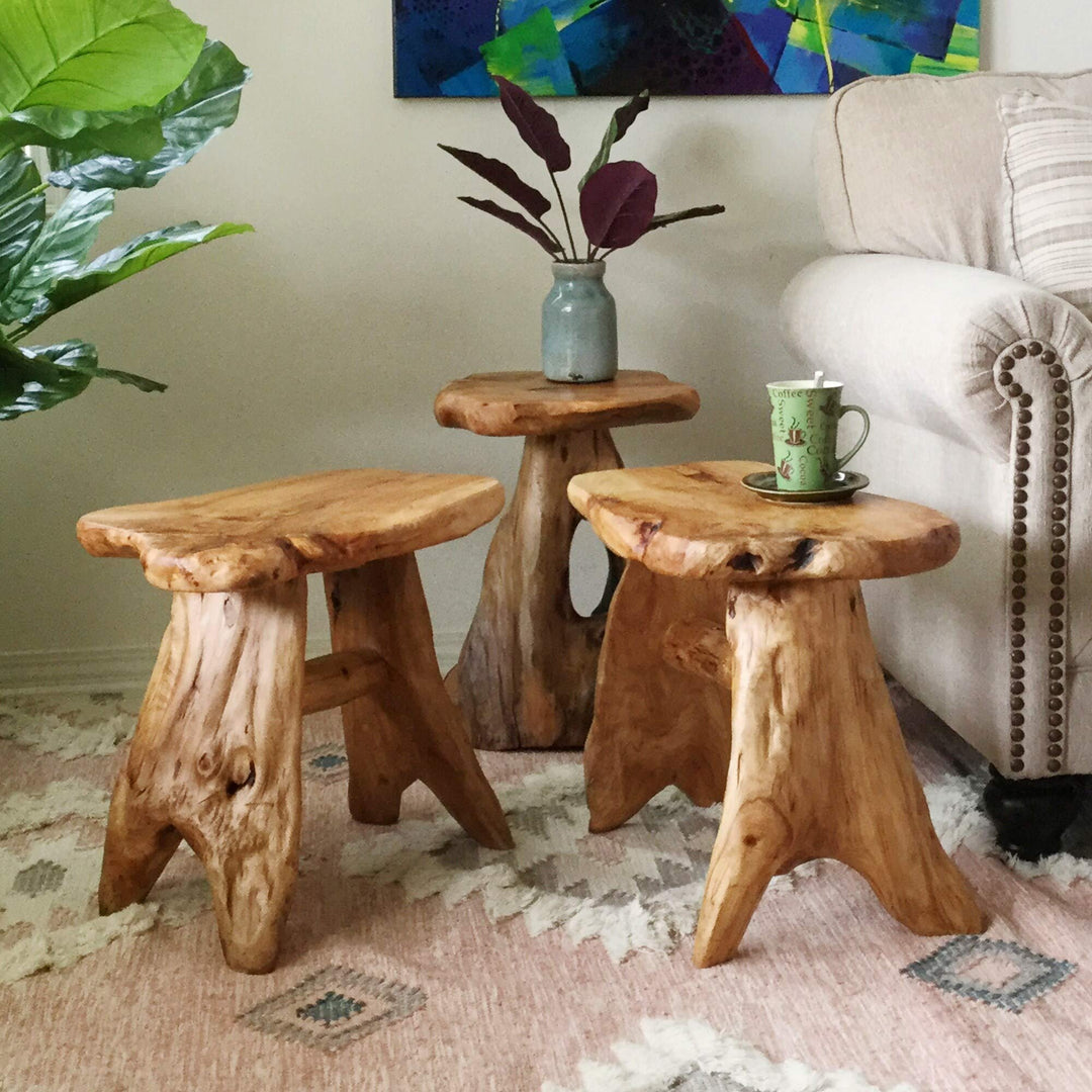Cedar Roots Natural Flower Stand Reclaimed Woods End Table Finish Wood - Diamond Home USA