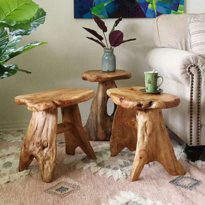 Cedar Roots Natural Flower Stand Reclaimed Woods End Table Finish Wood - Diamond Home USA