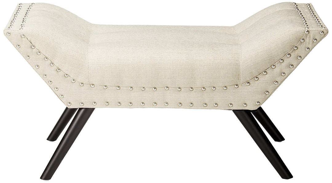 Christopher Knight Home Rosalynn Tufted Fabric Ottoman / Bench Almond