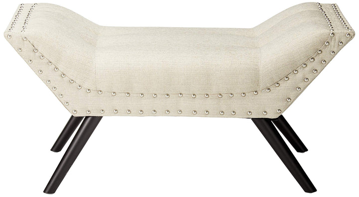 Christopher Knight Home Rosalynn Tufted Fabric Ottoman / Bench Almond