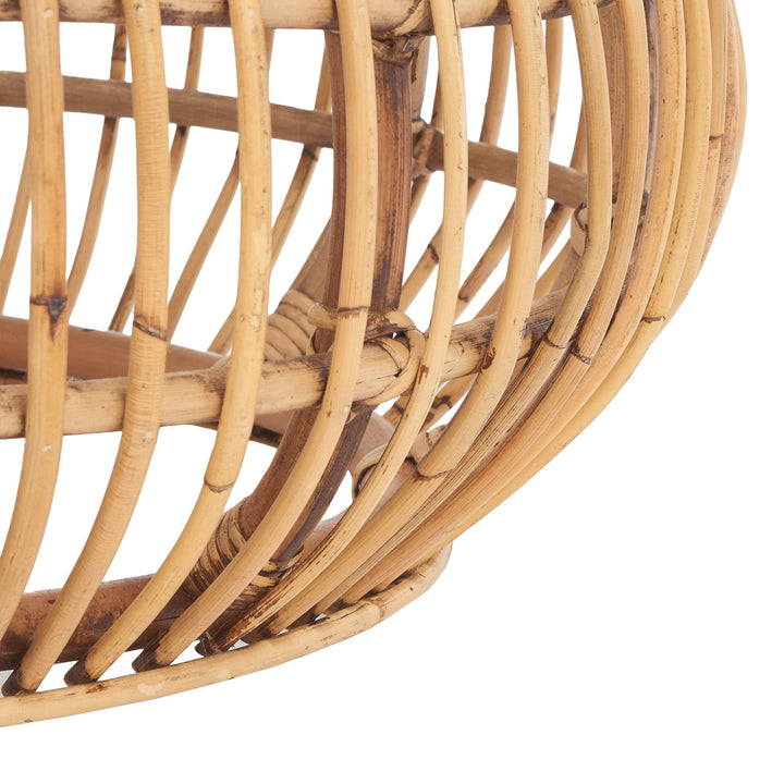 Tropical Coastal Boho Rattan Round Ottoman Brown Solid Nautical - Diamond Home USA