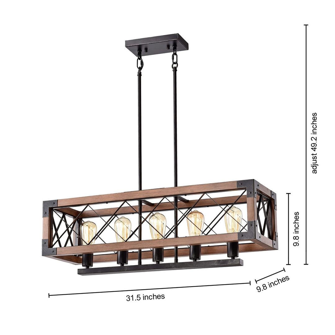 The Lighting Store Aurora Antique Black Rectangular Metal and Natural Wood - Diamond Home USA