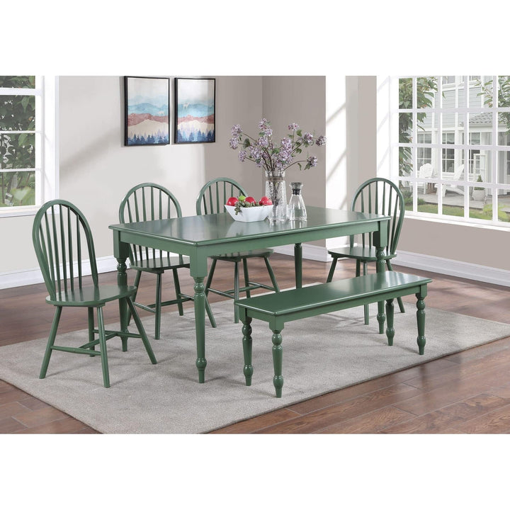 Carolina Dining Bench Green Solid Farmhouse Traditional Rubberwood Painted Wood - Diamond Home USA