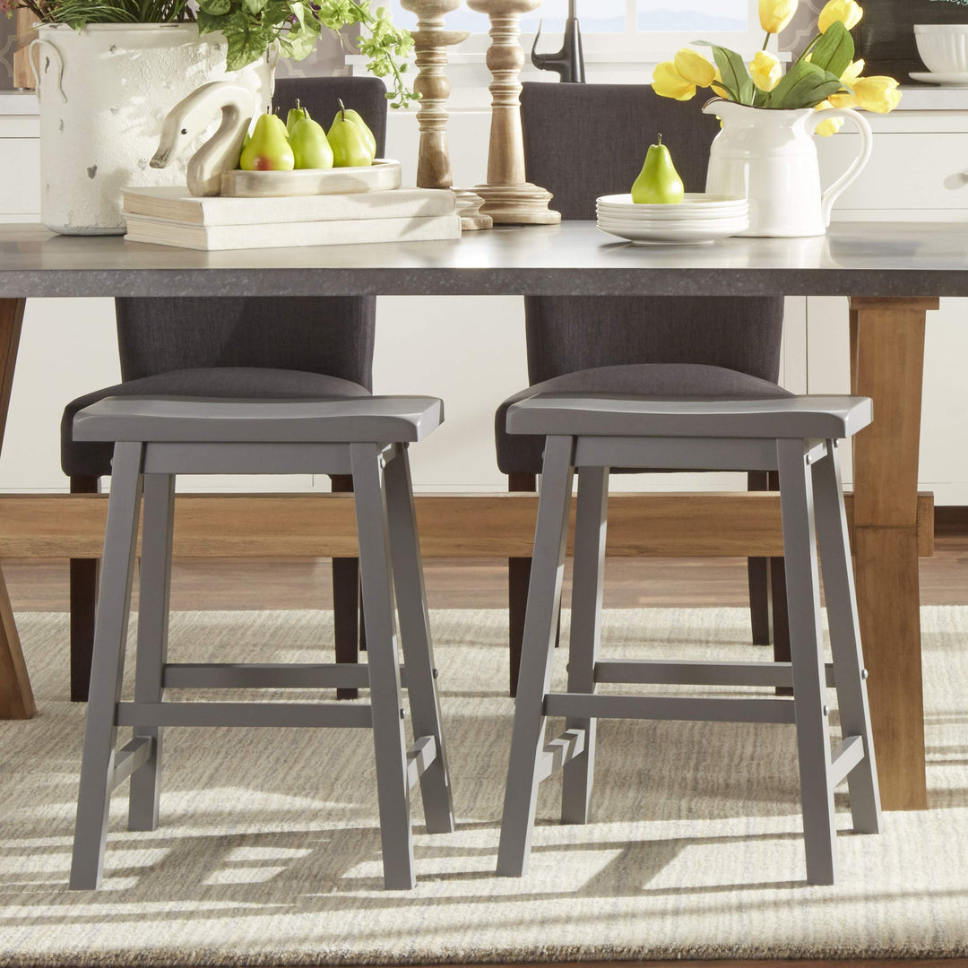 Union 5 Home Newburg Saddle Back 24-inch Counter Height Backless Stool - Set Grey - Diamond Home USA