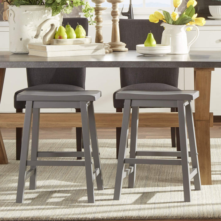 Union 5 Home Newburg Saddle Back 24-inch Counter Height Backless Stool - Set Grey - Diamond Home USA