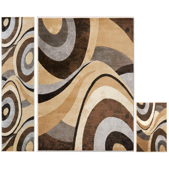 Home Dynamix Tribeca Slade Modern Area Rug Abstract Brown/Gray 3 Piece Set 3 Piece Set - Brown/Gray