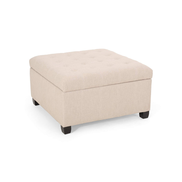 Christopher Knight Home Hedda Tufted Fabric Storage Ottoman Wheat Dark Brown Wheat+Dark Brown