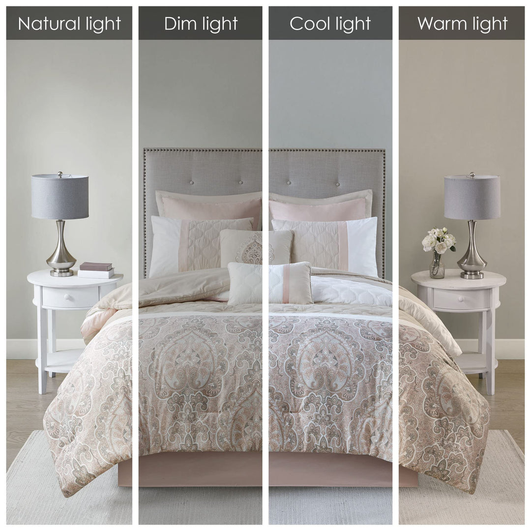 510 DESIGN Luxe Quilted Comforter Set Modern Transitional Design All Season Down