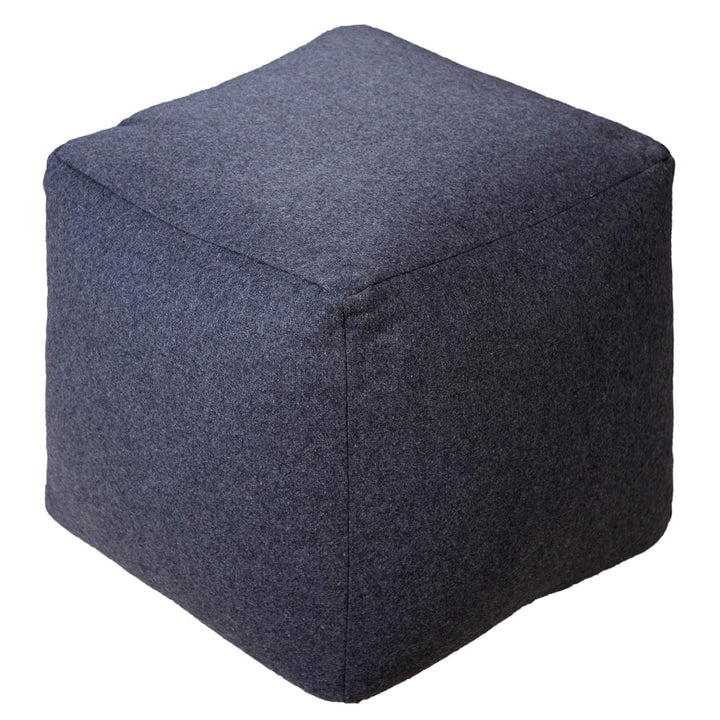 Dark Grey Square Designer Pouf Ottoman Solid Color Bohemian Eclectic Cotton