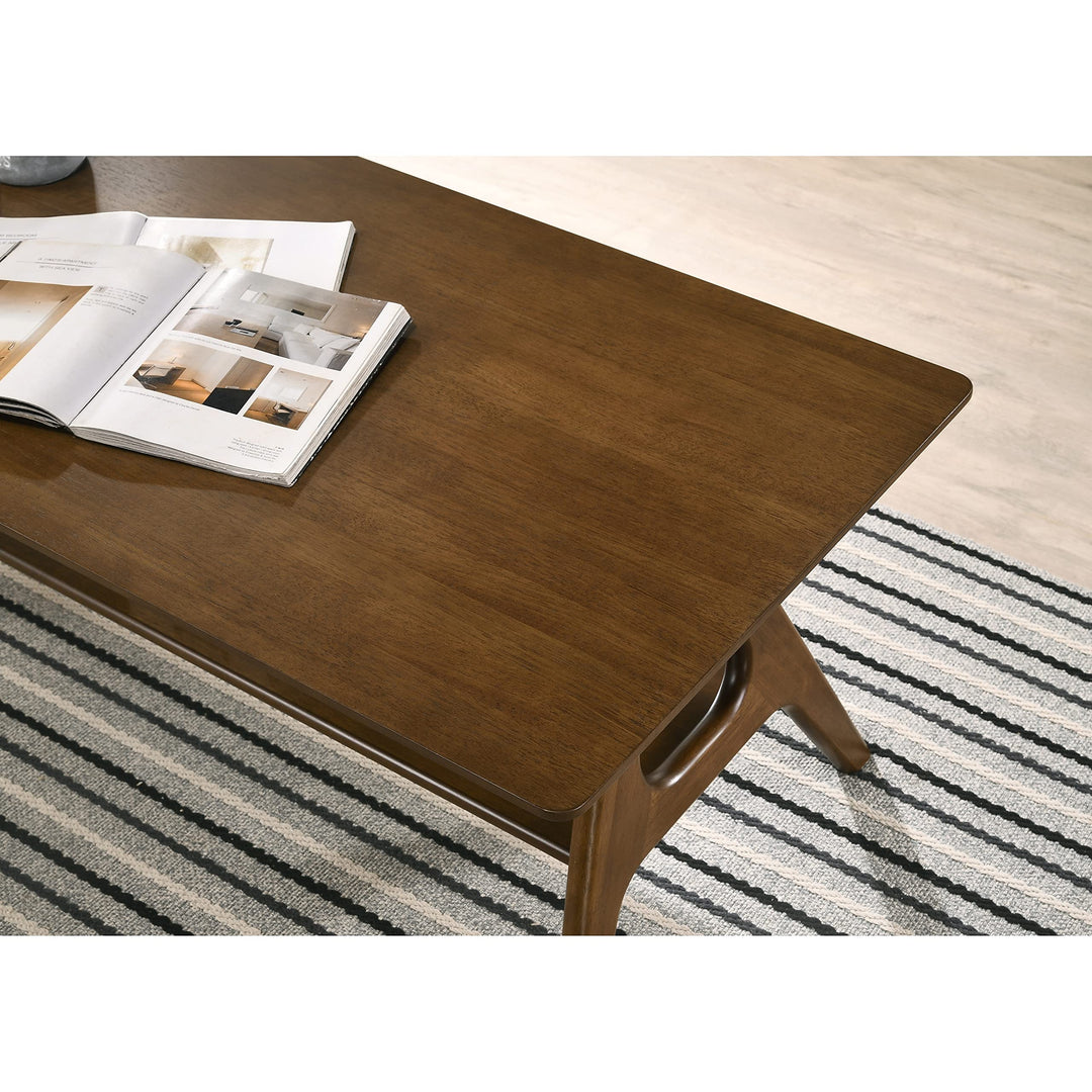 Mid-Century Modern Wood Coffee Table with Shelf Brown Mid-Century Rectangular - Diamond Home USA