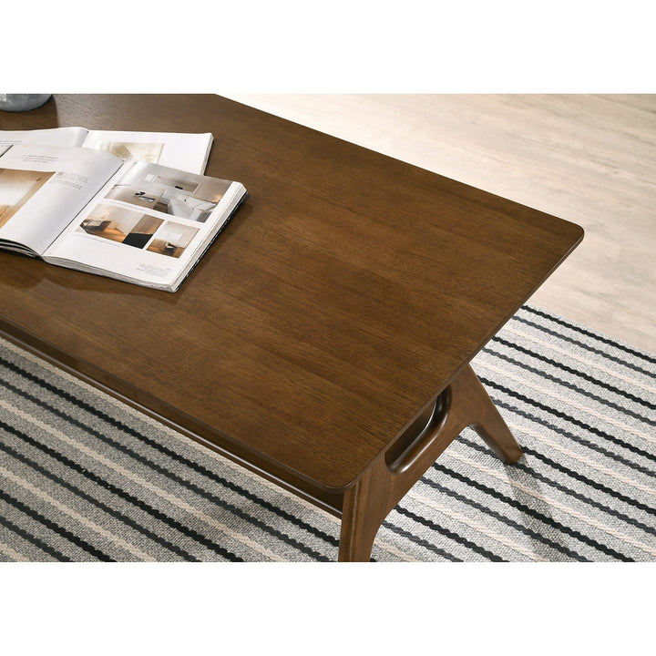 Mid-Century Modern Wood Coffee Table with Shelf Brown Mid-Century Rectangular - Diamond Home USA