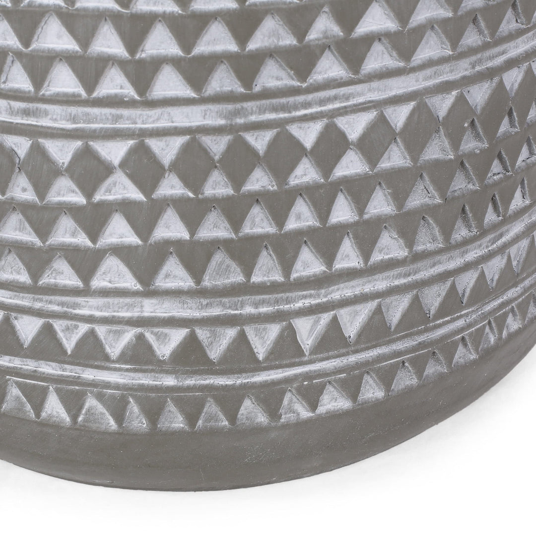 Outdoor Lightweight Concrete Side Table Grey Bohemian Eclectic Round Water - Diamond Home USA