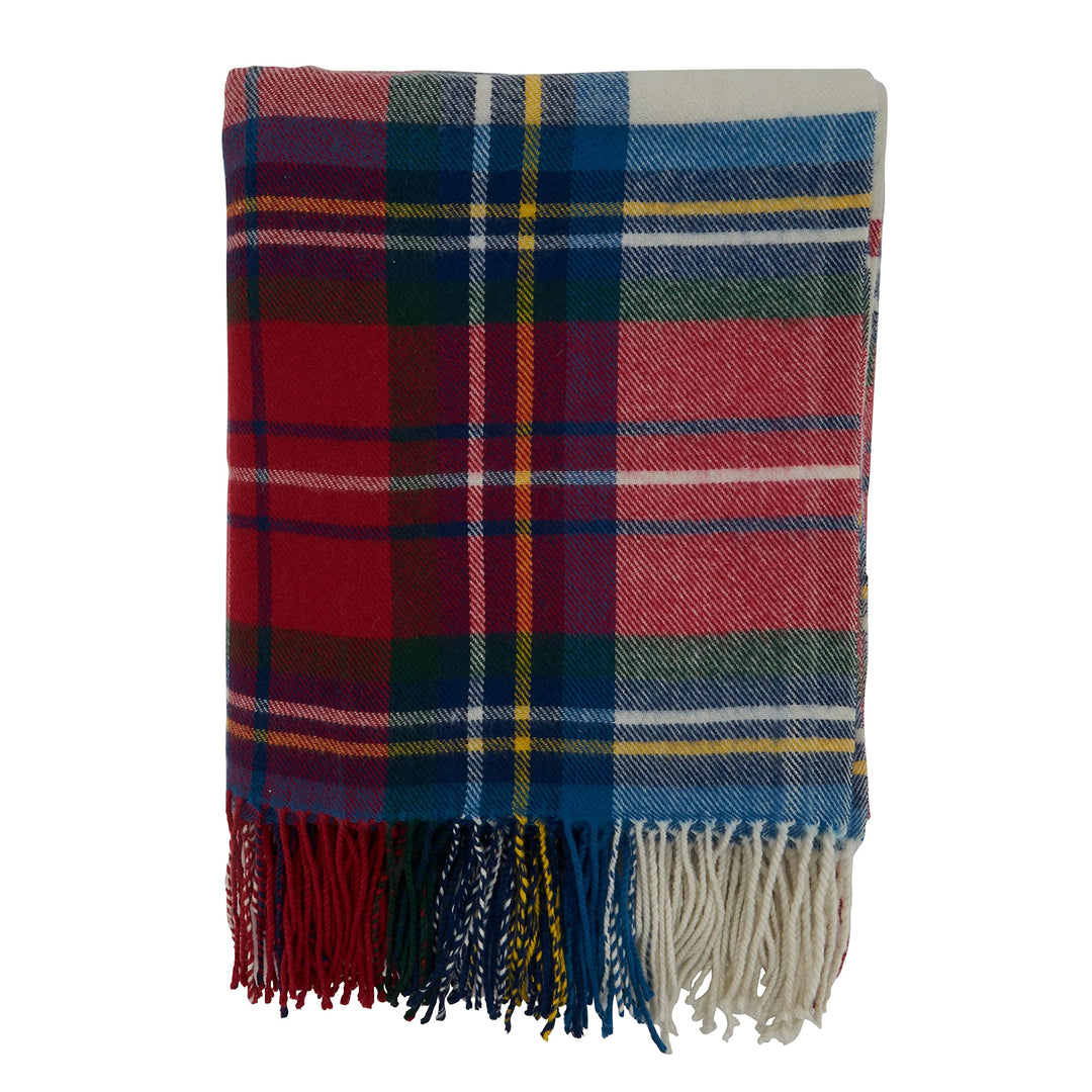 Casual Throw Blanket with Plaid Design Red Country Acrylic - Diamond Home USA