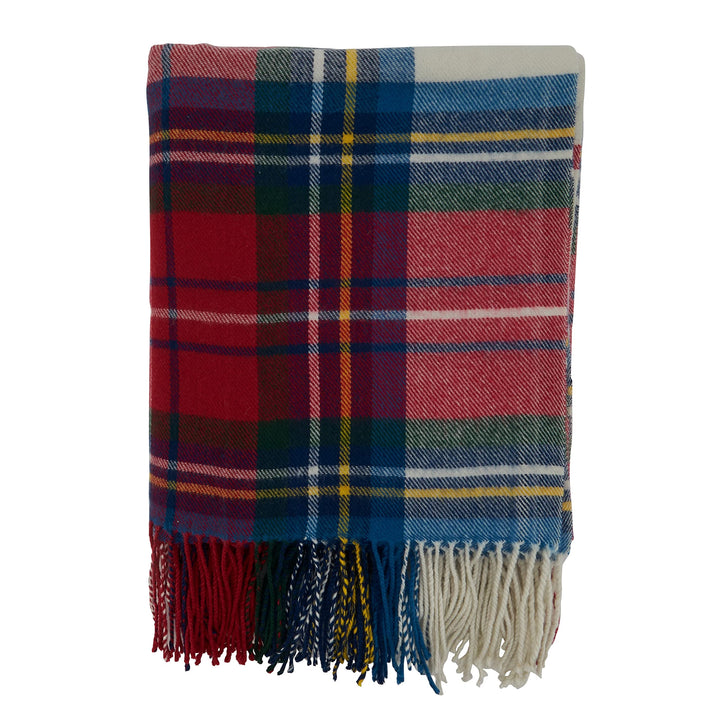 Casual Throw Blanket with Plaid Design Red Country Acrylic - Diamond Home USA