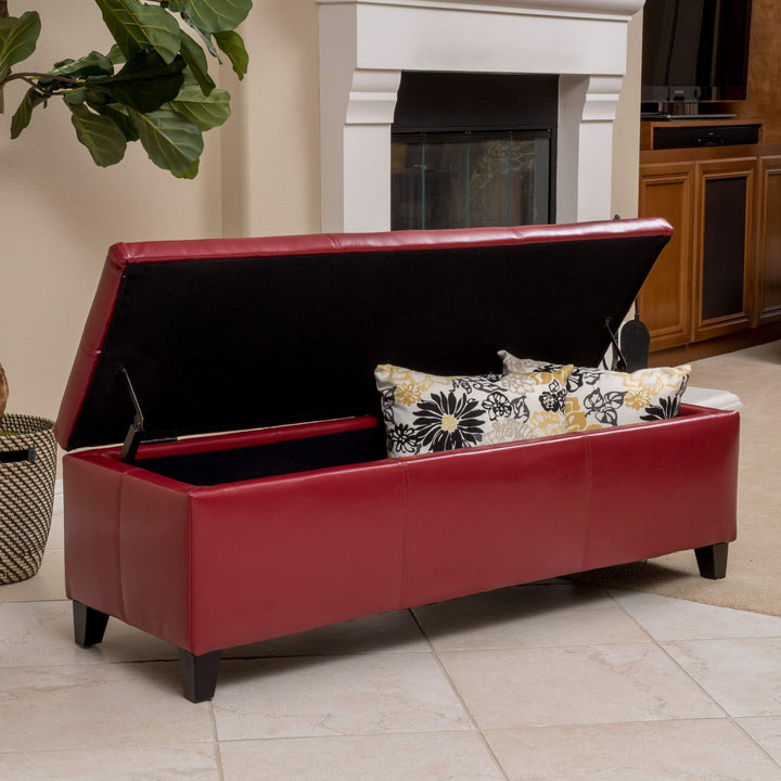 Christopher Knight Home Glouster PU Storage Ottoman Red 17. 50D x 51. 25W x . - Diamond Home USA