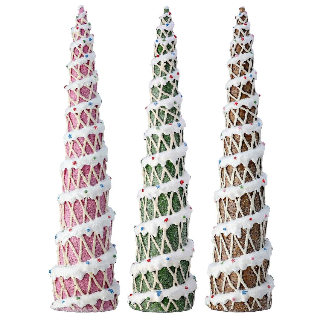 13.5" Resin Gingerbread Tree Set of 3 Multi Color Polyresin - Diamond Home USA