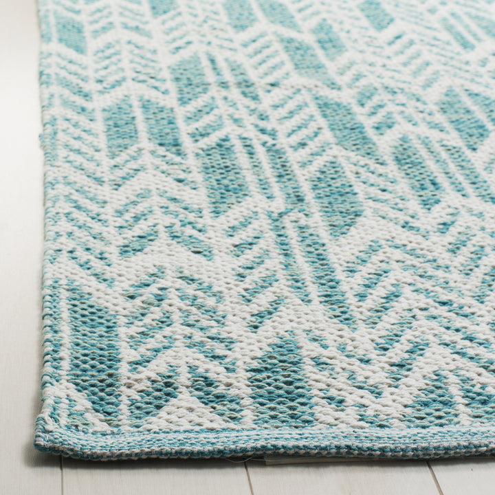 SAFAVIEH Montauk Collection Accent Rug - 3' x 5' Aqua & Ivory Handmade Cotton - Diamond Home USA