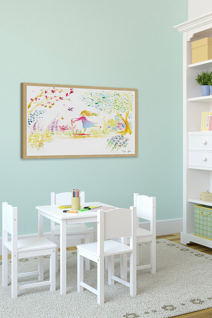 Marmont Hill 24x16 Girl at Park by Maya Gur Framed Painting Print Multicolor - Diamond Home USA