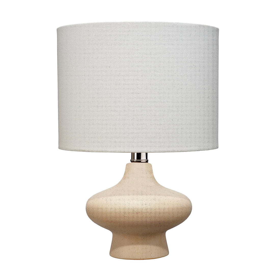 Ceramic Table Lamp Beige Mid-Century Modern Contemporary Nickel