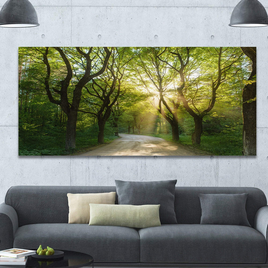 DESIGN ART Designart 'Evening in Green Forest' Extra Large Landscape Canvas - Diamond Home USA