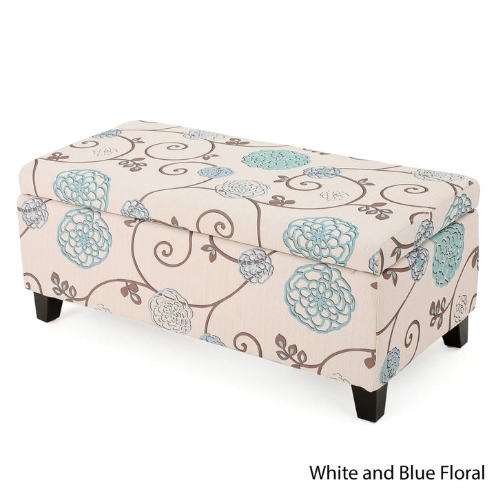 Contemporary Fabric Upholstered Storage Ottoman by Blue White Solid Casual - Diamond Home USA