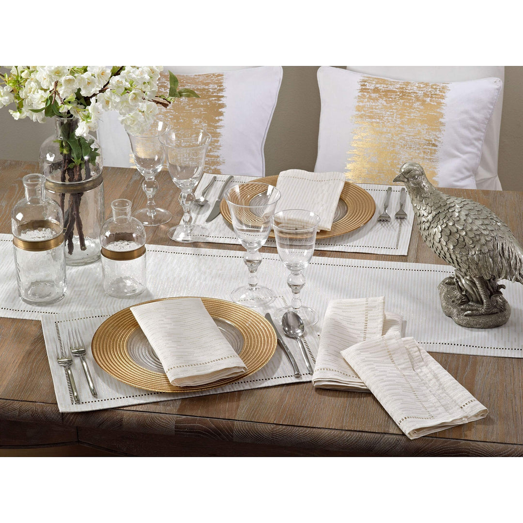 Hemstitched Design Placemat (Set of 12) Cream Casual Classic Modern Contemporary - Diamond Home USA