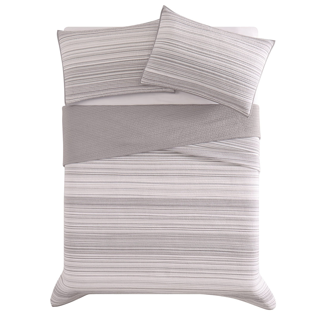 Brooklyn Loom Noah Stripe Yarn Dye Collection 3 Piece Quilt Set - King Grey - Diamond Home USA
