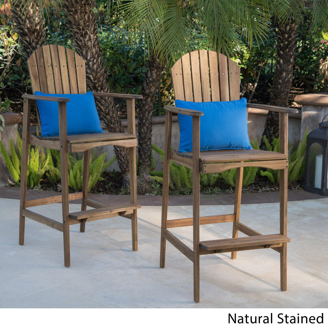 Christopher Knight Home Malibu Outdoor Acacia Wood Adirondack Barstools 2-Pcs Brown - Diamond Home USA
