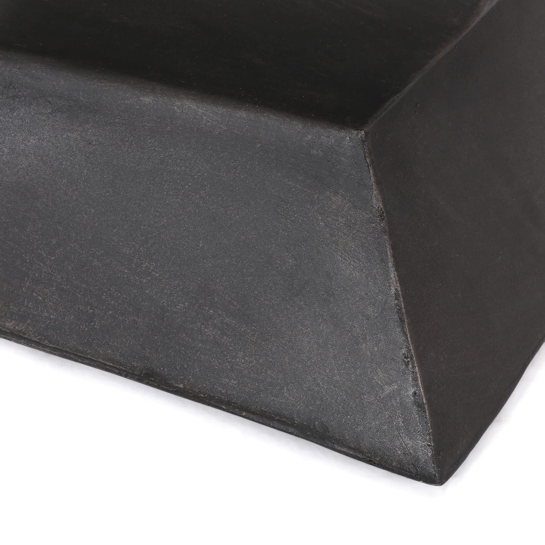 Outdoor Lightweight Concrete Side Table Black Modern Contemporary Square Antique - Diamond Home USA