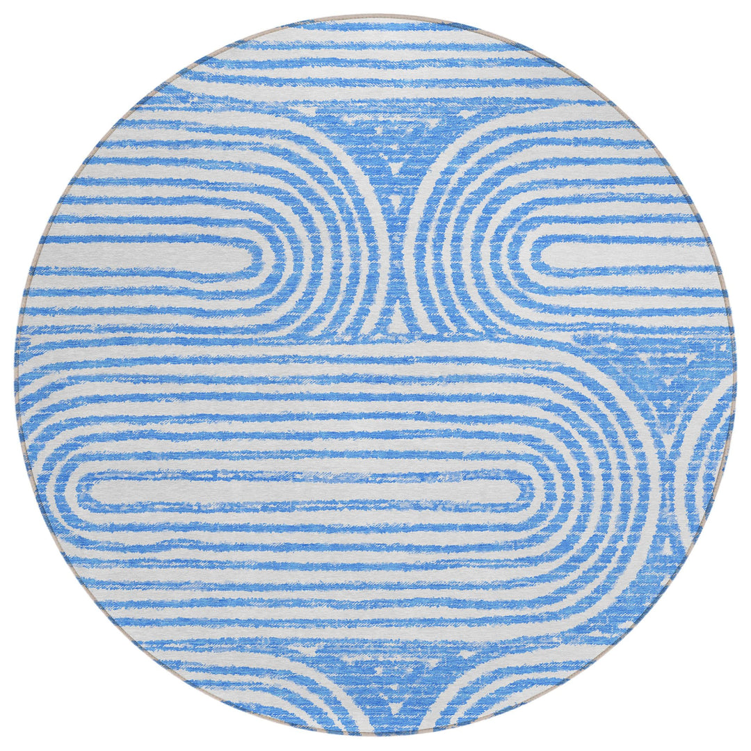 Addison Rugs Chantille ACN140 Blue 8' x 8 Indoor Outdoor Round Area Rug Stain Blue - 8' x 8'