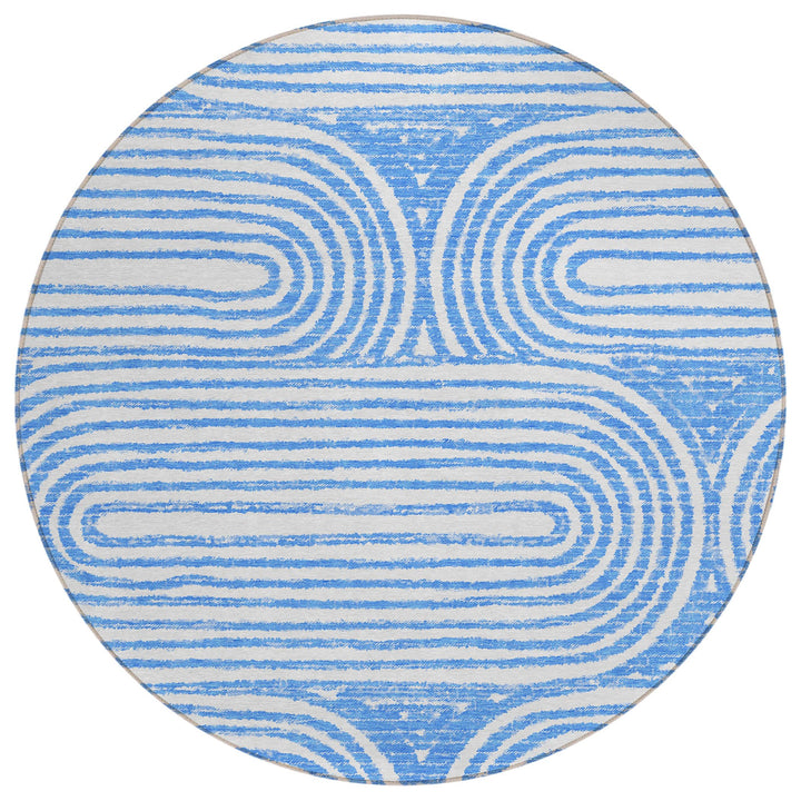 Addison Rugs Chantille ACN140 Blue 8' x 8 Indoor Outdoor Round Area Rug Stain Blue - 8' x 8'
