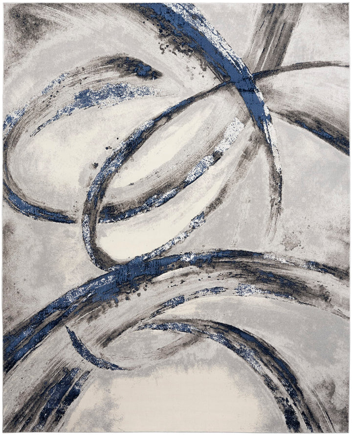 Inspire Me! Home Décor Brushstrokes Abstract Grey/Navy 9' x 12' Area-Rug - Diamond Home USA