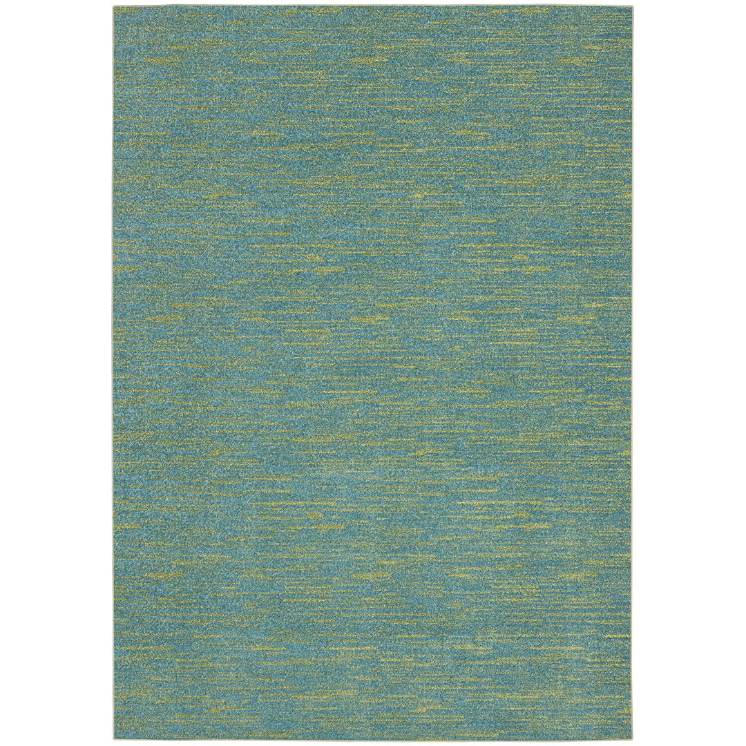 Nourison Essentials Indoor/Outdoor Blue Green 5' x 7' Area Rug Easy Cleaning Non 5' x 7' - Blue/Green