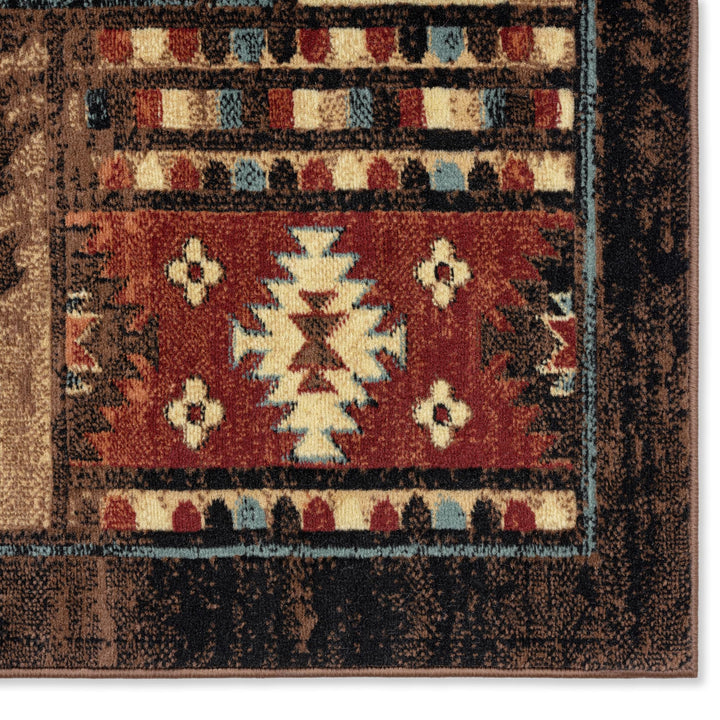 Home Dynamix Buffalo Bear Rustic Area Rug Brown/Red 5'2"x7'2" Rectangular - Diamond Home USA
