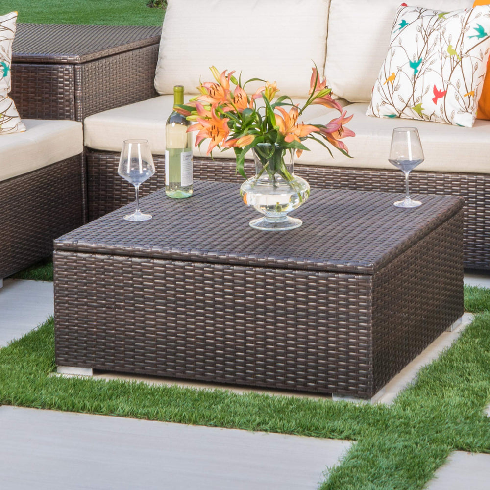 Christopher Knight Home Santa Rosa Outdoor Wicker Coffee Table with Storage - Diamond Home USA