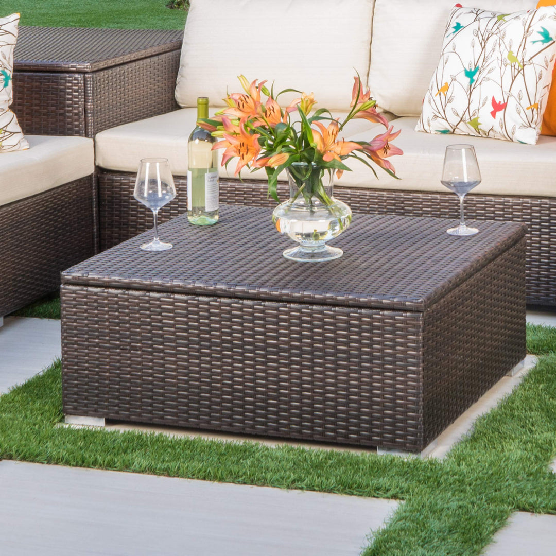 Christopher Knight Home Santa Rosa Outdoor Wicker Coffee Table with Storage - Diamond Home USA