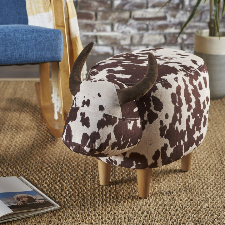 Christopher Knight Home Bessie Patterned Velvet Cow Ottoman Brown Milk Cow / White/Brown