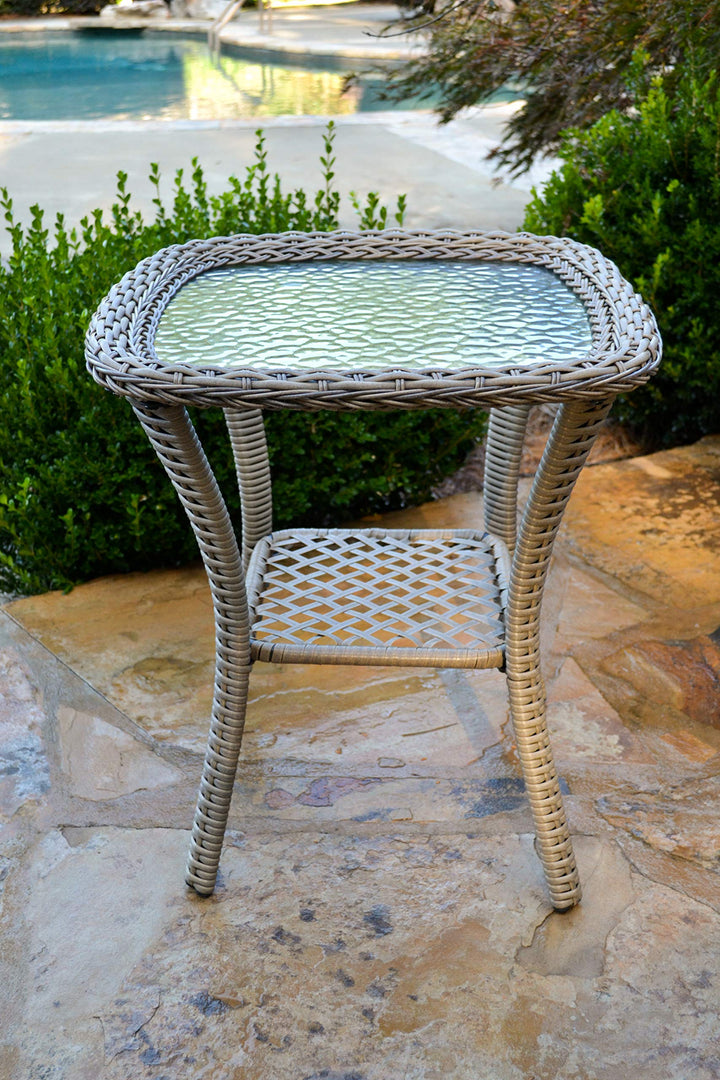 Tortuga Outdoor Rio Vista Side Table Sandstone - Diamond Home USA