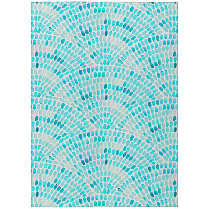 Addison Rugs Surfside ASR37 Aqua 10' x 14' Indoor Outdoor Area Rug Easy Clean Aqua - 10' x 14'