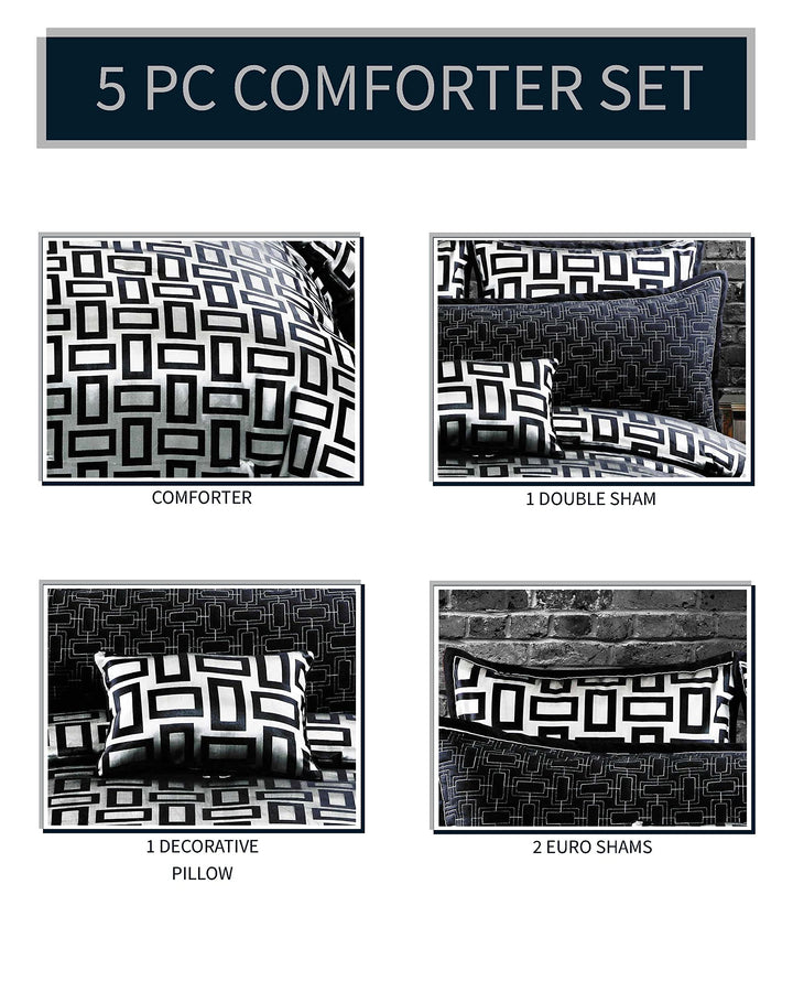 Riverbrook Home Elegant Collection Comforter Set Kacy - Graphite/Black