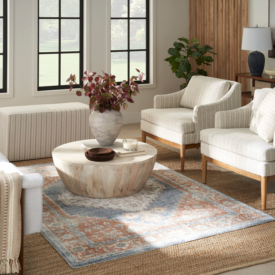 Nourison Natural Jute Solid Natural 6' x 9' Area Rug Easy Cleaning Non - Diamond Home USA