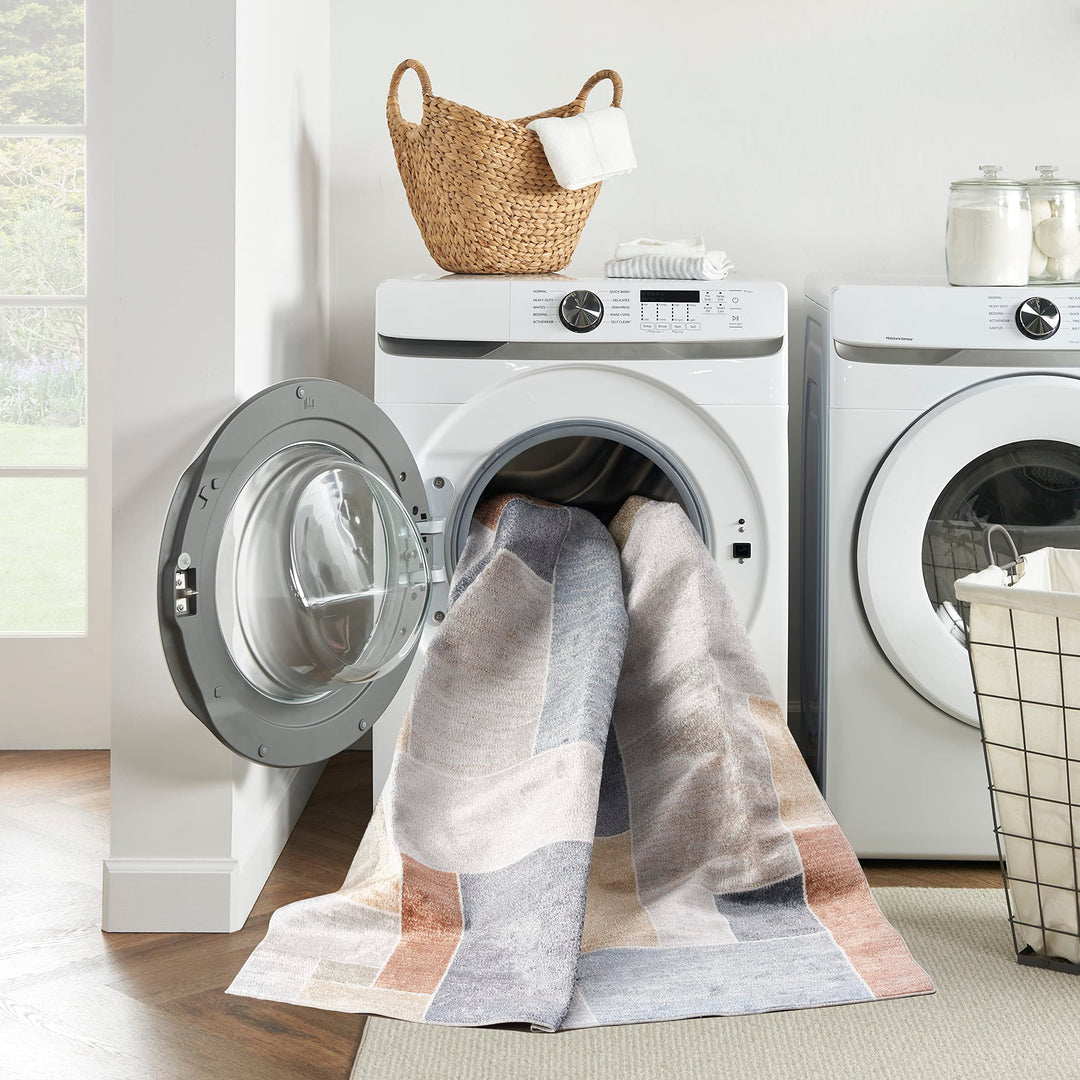 Nourison Astra Machine Washable Geometric Multicolor 9' x 12' Area Rug Easy - Diamond Home USA