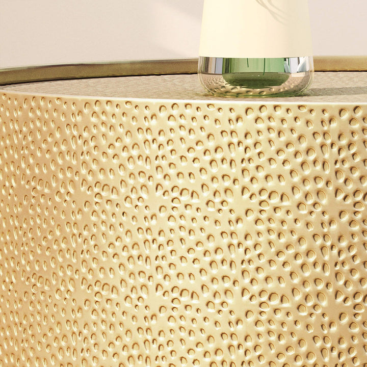 Christopher Knight Home Rache Modern Round Coffee Table with Hammered Iron Gold - Diamond Home USA