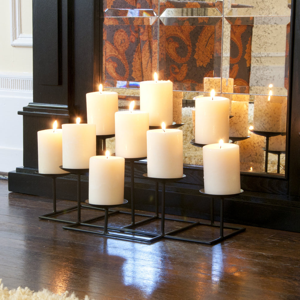SEI Furniture 9 Candle Wrought Iron Candelabra Matte Black - Diamond Home USA